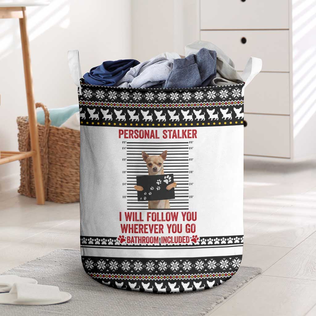 Chihuahua Personal Stalker Christmas Laundry Basket Xmas Holiday Patterns - Wonder Print Shop