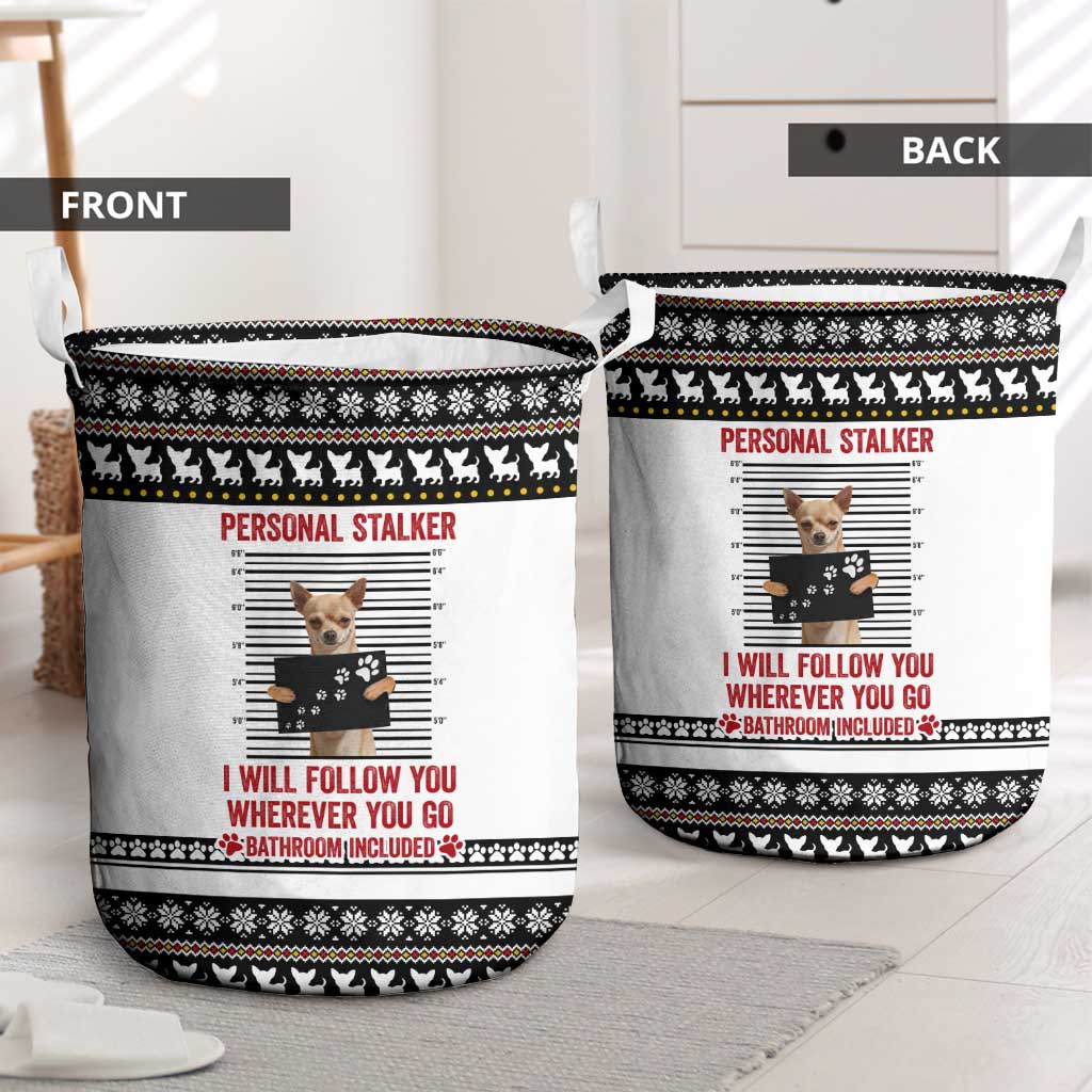Chihuahua Personal Stalker Christmas Laundry Basket Xmas Holiday Patterns - Wonder Print Shop