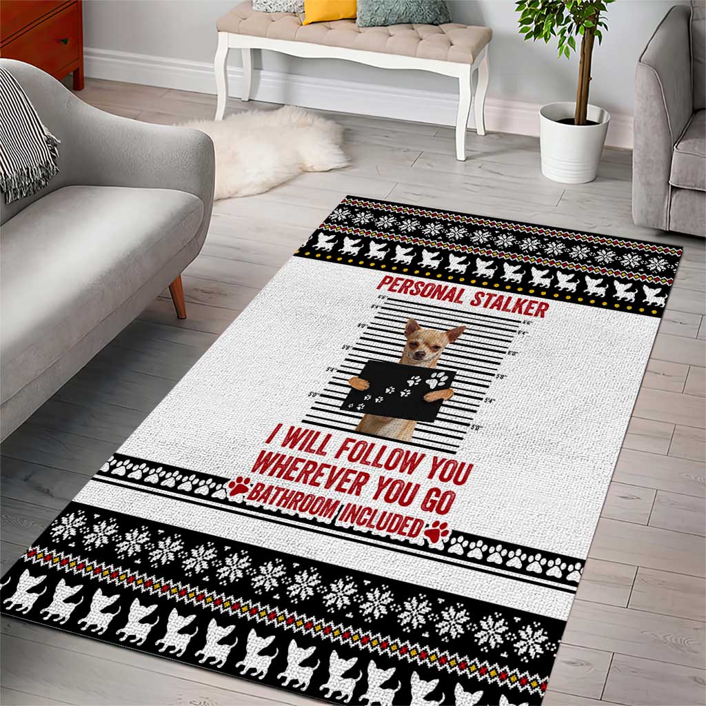 Chihuahua Personal Stalker Christmas Area Rug Xmas Holiday Patterns - Wonder Print Shop