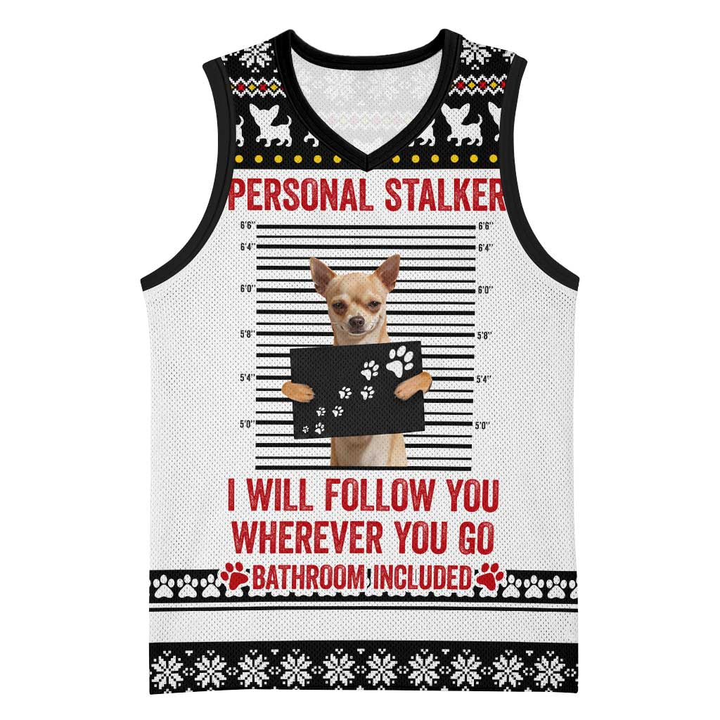 Chihuahua Personal Stalker Christmas Basketball Jersey Xmas Holiday Patterns - Wonder Print Shop