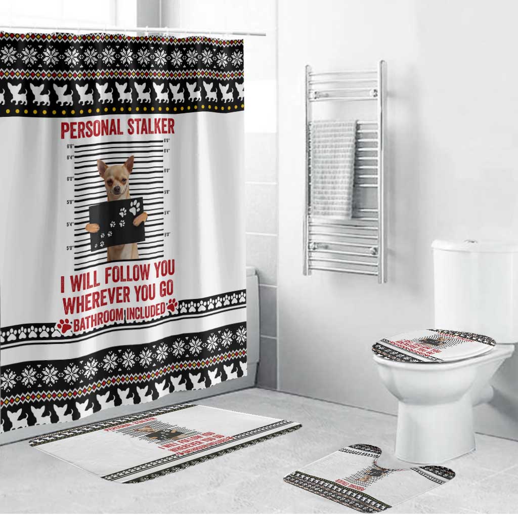 Chihuahua Personal Stalker Christmas Bathroom Set Xmas Holiday Patterns - Wonder Print Shop