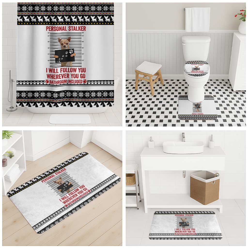 Chihuahua Personal Stalker Christmas Bathroom Set Xmas Holiday Patterns - Wonder Print Shop