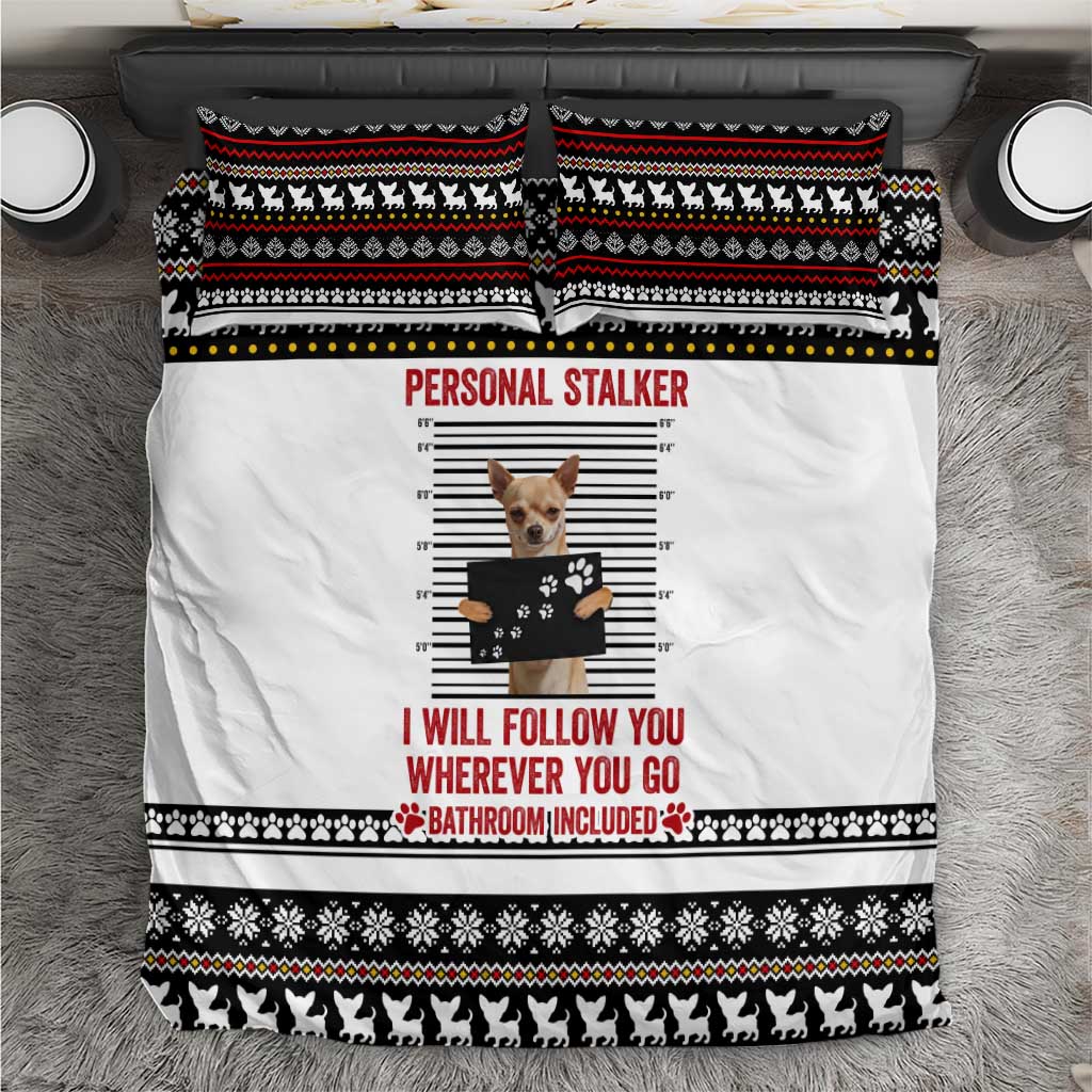 Chihuahua Personal Stalker Christmas Bedding Set Xmas Holiday Patterns - Wonder Print Shop