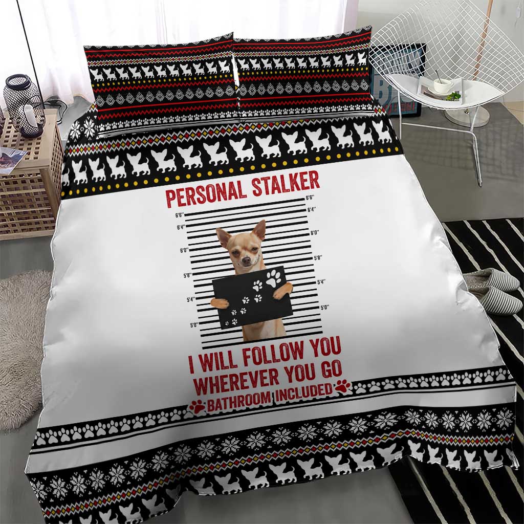 Chihuahua Personal Stalker Christmas Bedding Set Xmas Holiday Patterns - Wonder Print Shop