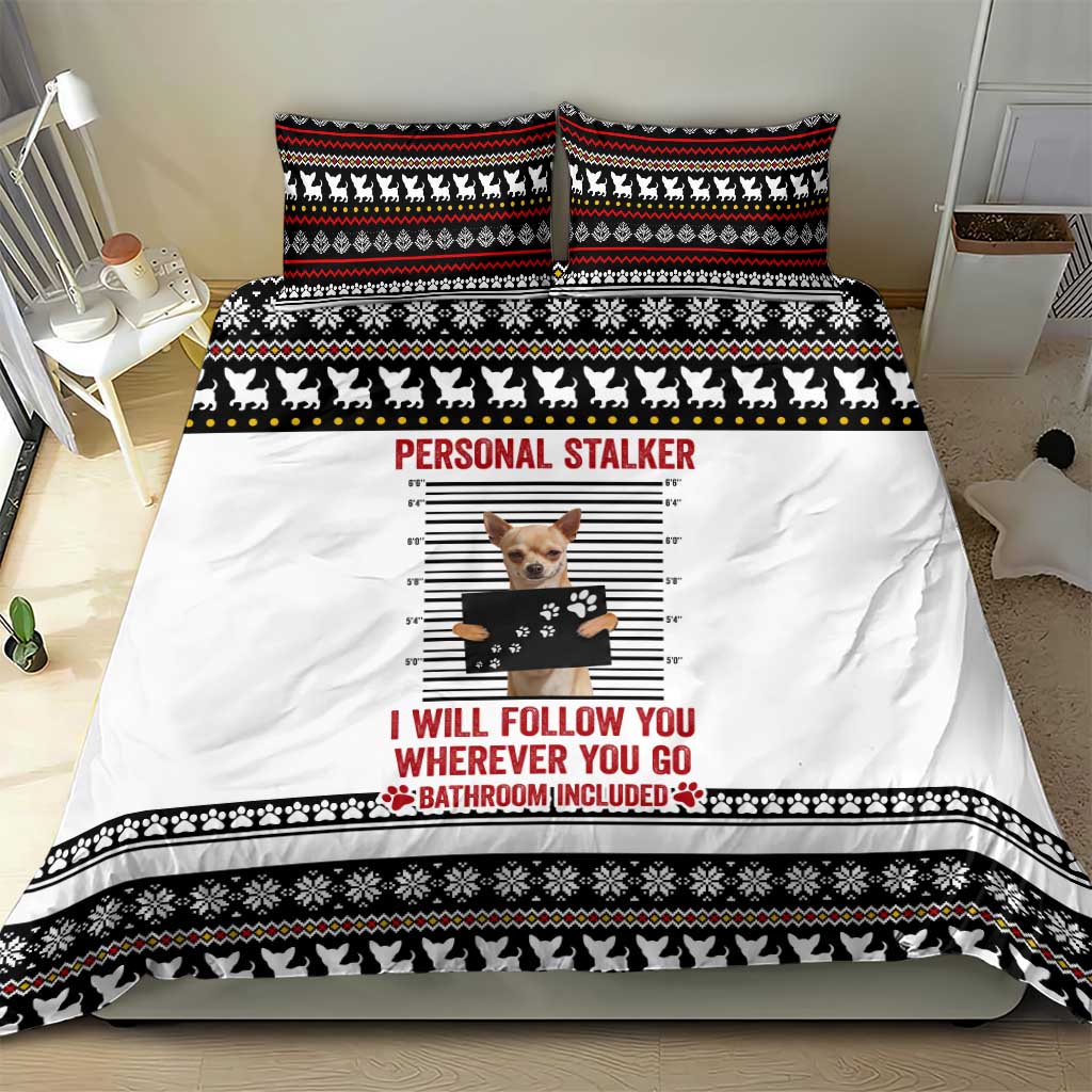 Chihuahua Personal Stalker Christmas Bedding Set Xmas Holiday Patterns - Wonder Print Shop