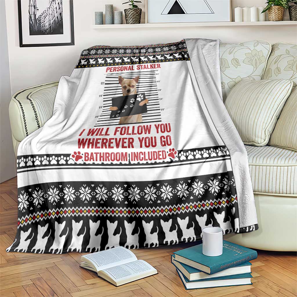 Chihuahua Personal Stalker Christmas Blanket Xmas Holiday Patterns - Wonder Print Shop