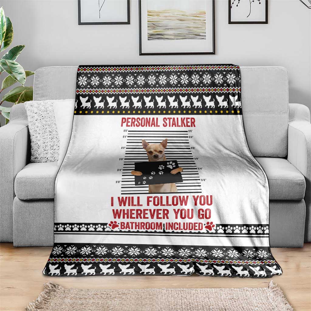 Chihuahua Personal Stalker Christmas Blanket Xmas Holiday Patterns - Wonder Print Shop