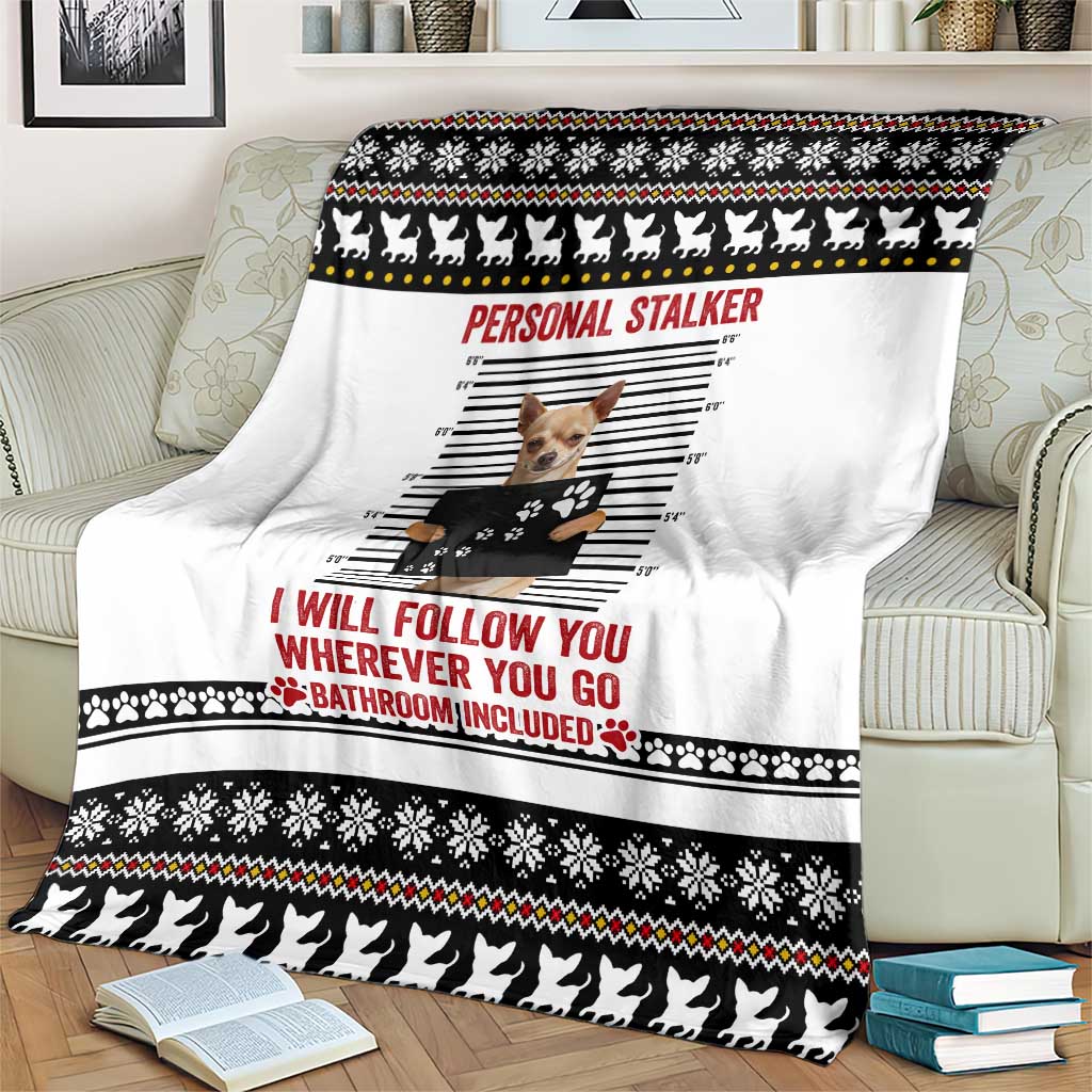 Chihuahua Personal Stalker Christmas Blanket Xmas Holiday Patterns - Wonder Print Shop