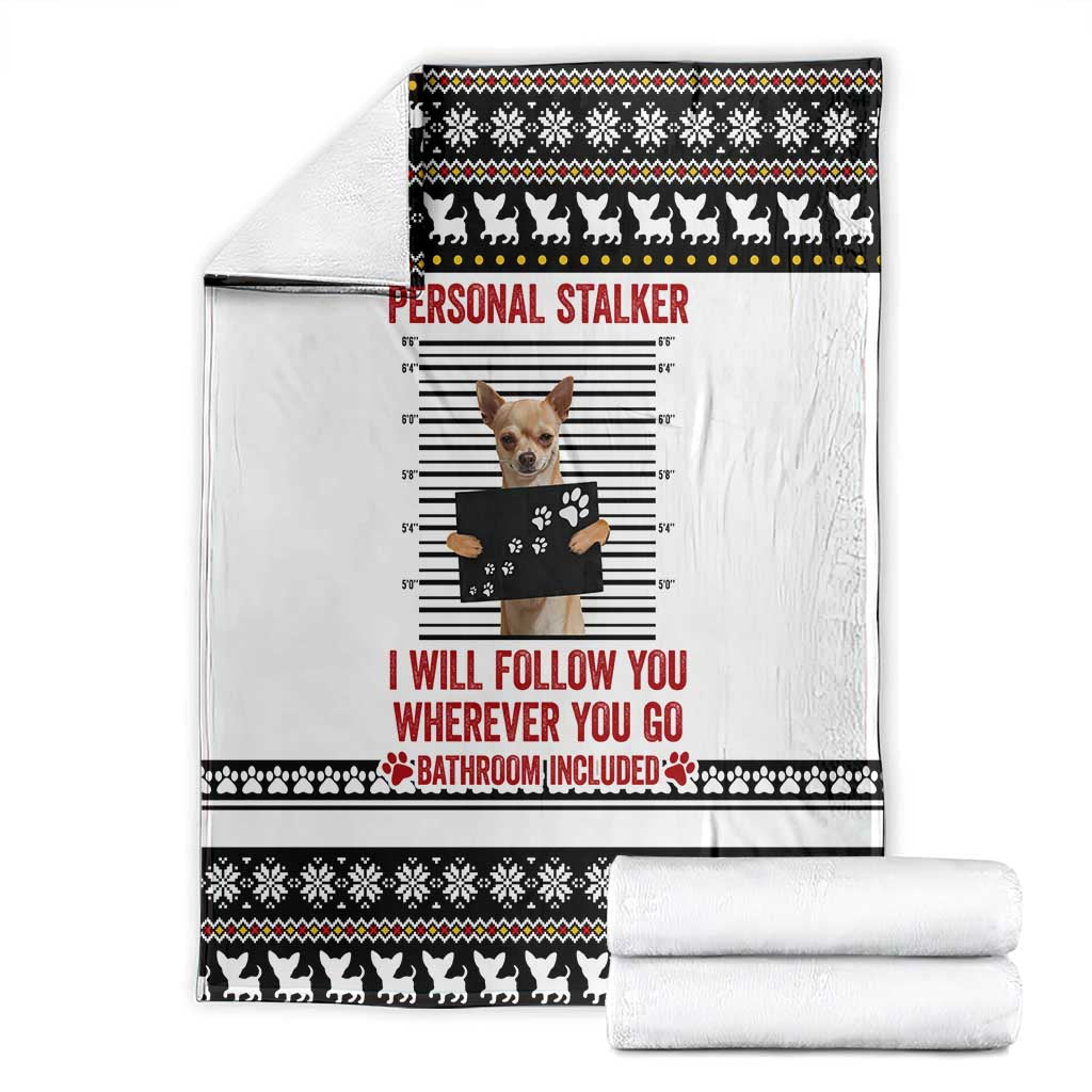 Chihuahua Personal Stalker Christmas Blanket Xmas Holiday Patterns - Wonder Print Shop