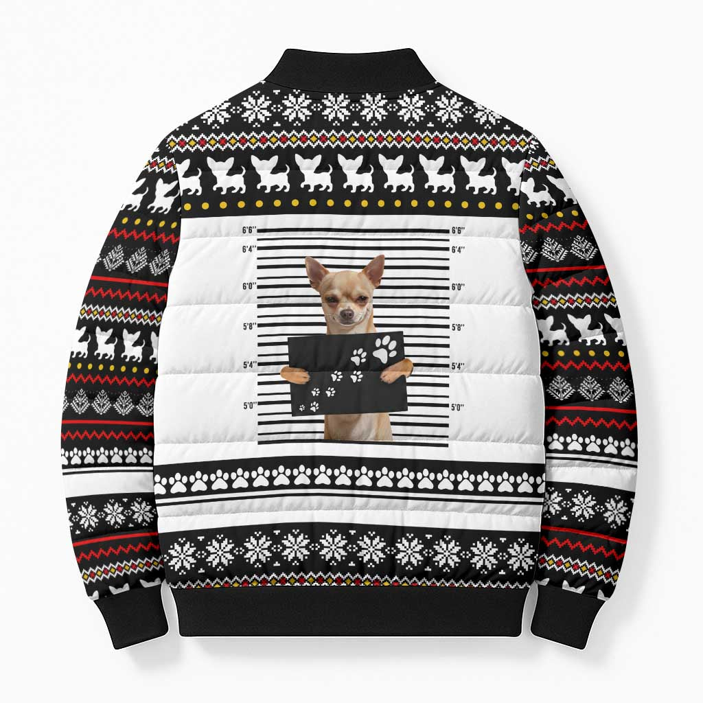 Chihuahua Personal Stalker Christmas Bomber Puffer Jacket Xmas Holiday Patterns - Wonder Print Shop