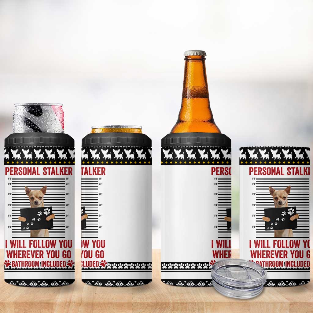 Chihuahua Personal Stalker Christmas 4 in 1 Can Cooler Tumbler Xmas Holiday Patterns - Wonder Print Shop