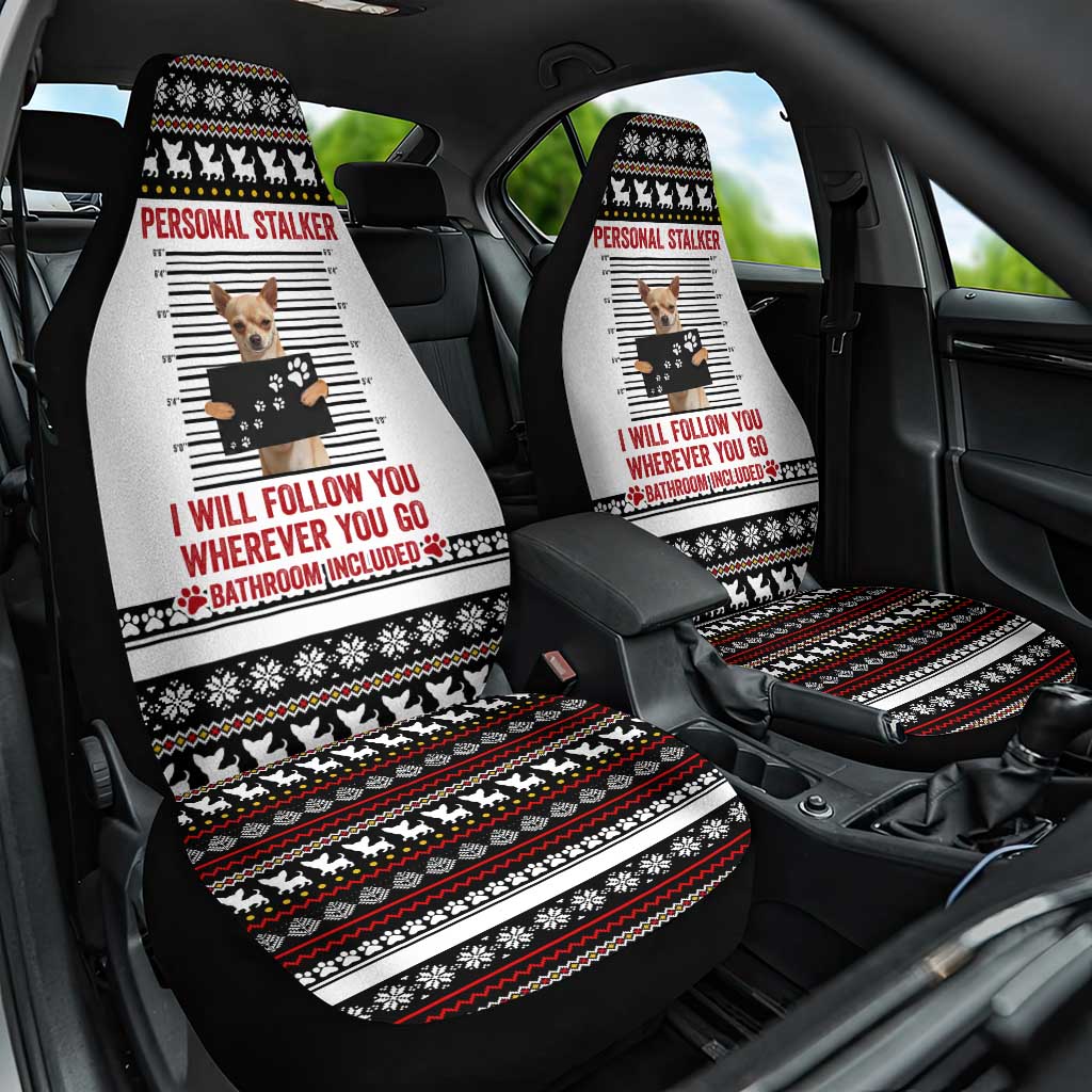 Chihuahua Personal Stalker Christmas Car Seat Cover Xmas Holiday Patterns - Wonder Print Shop
