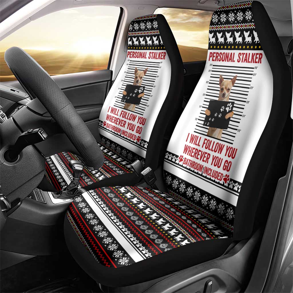 Chihuahua Personal Stalker Christmas Car Seat Cover Xmas Holiday Patterns - Wonder Print Shop