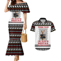 Chihuahua Personal Stalker Christmas Couples Matching Mermaid Dress and Hawaiian Shirt Xmas Holiday Patterns - Wonder Print Shop