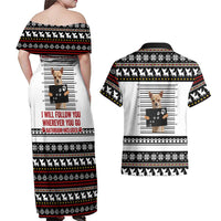 Chihuahua Personal Stalker Christmas Couples Matching Off Shoulder Maxi Dress and Hawaiian Shirt Xmas Holiday Patterns - Wonder Print Shop