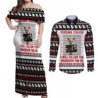 Chihuahua Personal Stalker Christmas Couples Matching Off Shoulder Maxi Dress and Long Sleeve Button Shirt Xmas Holiday Patterns - Wonder Print Shop
