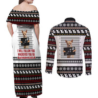 Chihuahua Personal Stalker Christmas Couples Matching Off Shoulder Maxi Dress and Long Sleeve Button Shirt Xmas Holiday Patterns - Wonder Print Shop