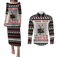 Chihuahua Personal Stalker Christmas Couples Matching Puletasi and Long Sleeve Button Shirt Xmas Holiday Patterns - Wonder Print Shop