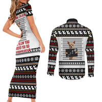 Chihuahua Personal Stalker Christmas Couples Matching Short Sleeve Bodycon Dress and Long Sleeve Button Shirt Xmas Holiday Patterns - Wonder Print Shop