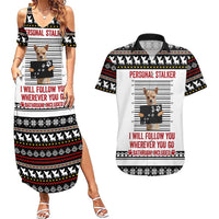 Chihuahua Personal Stalker Christmas Couples Matching Summer Maxi Dress and Hawaiian Shirt Xmas Holiday Patterns - Wonder Print Shop