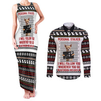 Chihuahua Personal Stalker Christmas Couples Matching Tank Maxi Dress and Long Sleeve Button Shirt Xmas Holiday Patterns - Wonder Print Shop