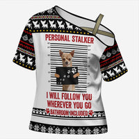 Chihuahua Personal Stalker Christmas Cross Shoulder Shirt Xmas Holiday Patterns - Wonder Print Shop