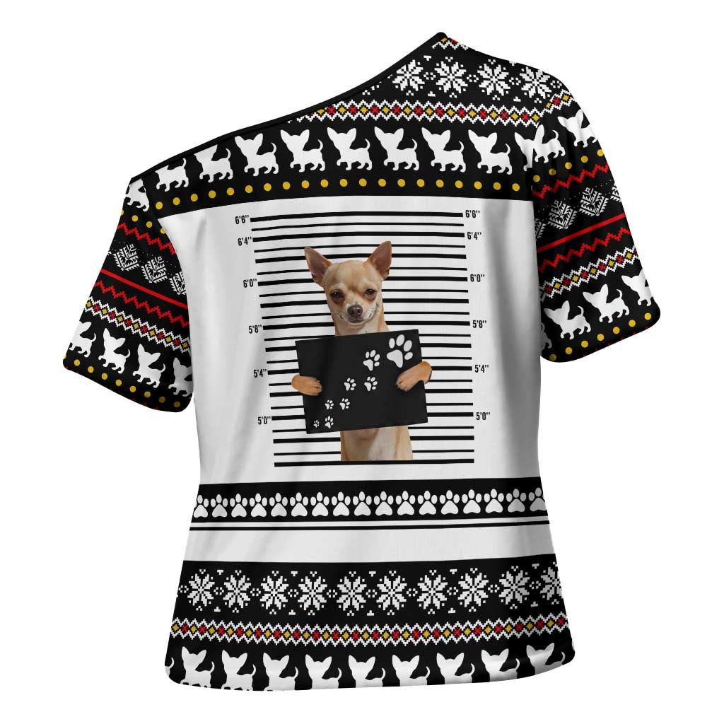 Chihuahua Personal Stalker Christmas Cross Shoulder Shirt Xmas Holiday Patterns - Wonder Print Shop