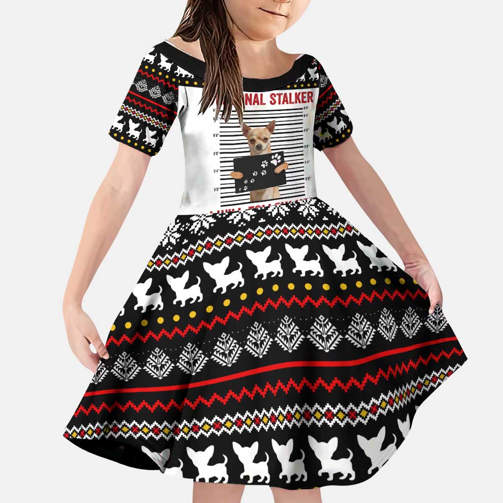 Chihuahua Personal Stalker Christmas Family Matching Long Sleeve Bodycon Dress and Hawaiian Shirt Xmas Holiday Patterns - Wonder Print Shop