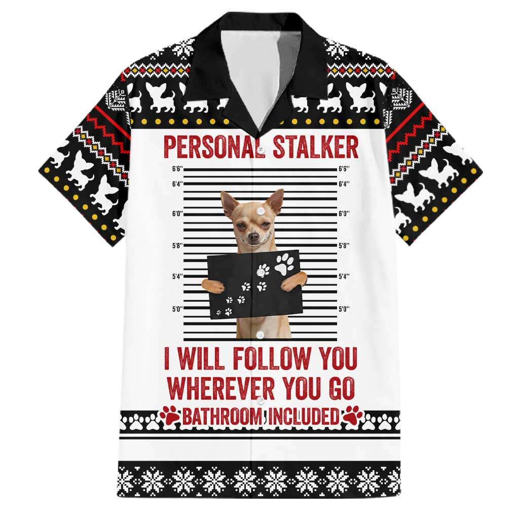 Chihuahua Personal Stalker Christmas Family Matching Long Sleeve Bodycon Dress and Hawaiian Shirt Xmas Holiday Patterns - Wonder Print Shop