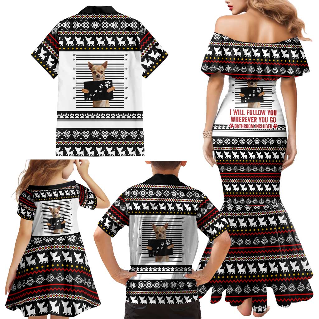 Chihuahua Personal Stalker Christmas Family Matching Mermaid Dress and Hawaiian Shirt Xmas Holiday Patterns - Wonder Print Shop