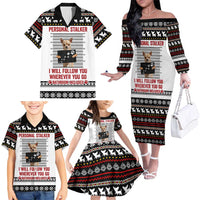 Chihuahua Personal Stalker Christmas Family Matching Off The Shoulder Long Sleeve Dress and Hawaiian Shirt Xmas Holiday Patterns - Wonder Print Shop