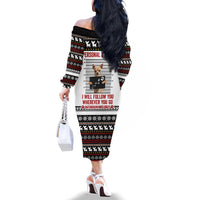 Chihuahua Personal Stalker Christmas Family Matching Off The Shoulder Long Sleeve Dress and Hawaiian Shirt Xmas Holiday Patterns - Wonder Print Shop