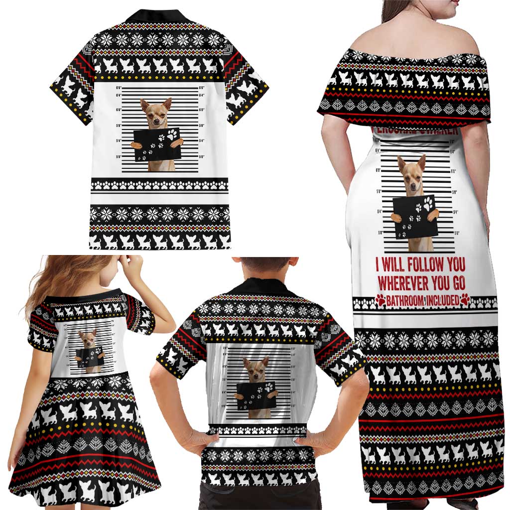 Chihuahua Personal Stalker Christmas Family Matching Off Shoulder Maxi Dress and Hawaiian Shirt Xmas Holiday Patterns - Wonder Print Shop
