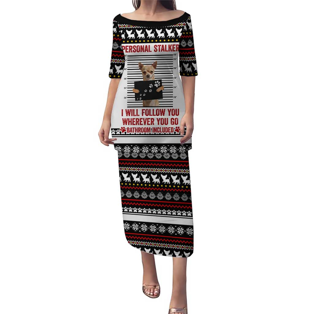 Chihuahua Personal Stalker Christmas Family Matching Puletasi and Hawaiian Shirt Xmas Holiday Patterns - Wonder Print Shop