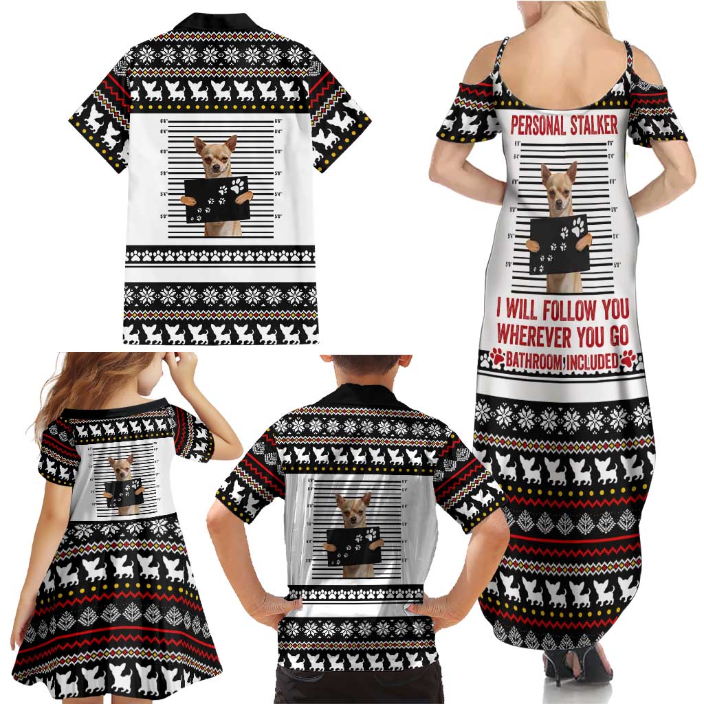 Chihuahua Personal Stalker Christmas Family Matching Summer Maxi Dress and Hawaiian Shirt Xmas Holiday Patterns - Wonder Print Shop