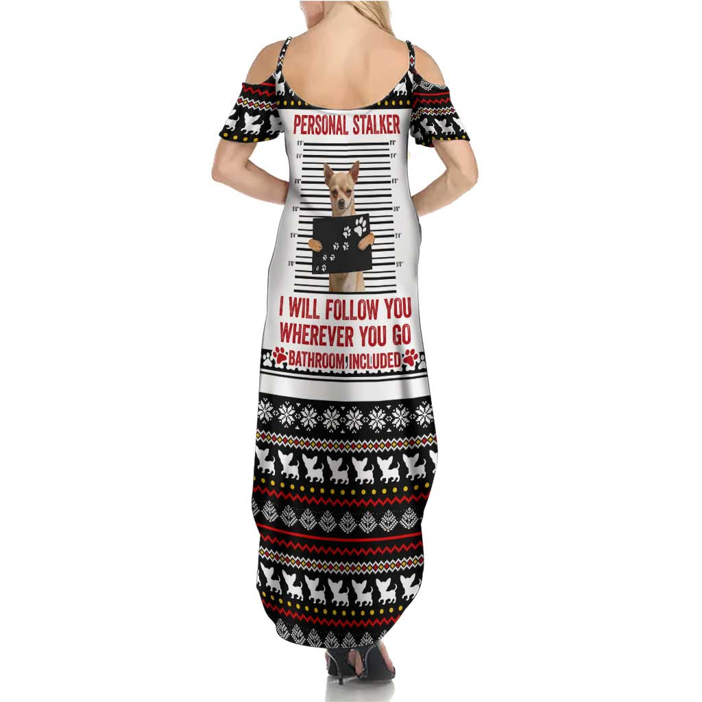 Chihuahua Personal Stalker Christmas Family Matching Summer Maxi Dress and Hawaiian Shirt Xmas Holiday Patterns - Wonder Print Shop