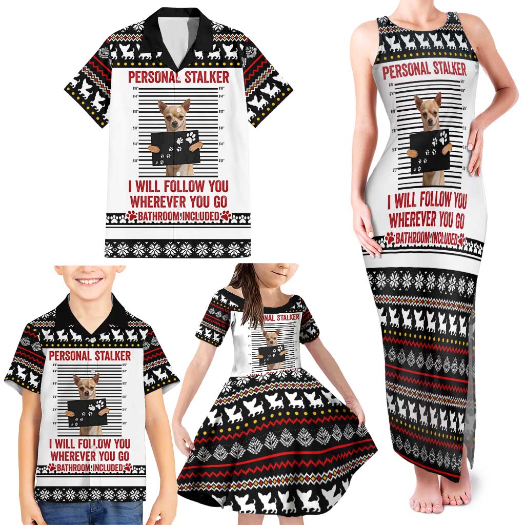 Chihuahua Personal Stalker Christmas Family Matching Tank Maxi Dress and Hawaiian Shirt Xmas Holiday Patterns - Wonder Print Shop