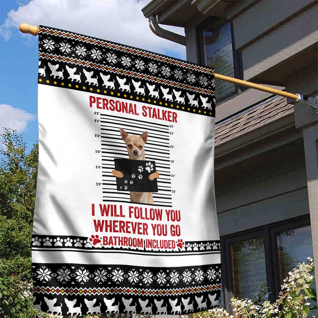 Chihuahua Personal Stalker Christmas Garden Flag Xmas Holiday Patterns - Wonder Print Shop