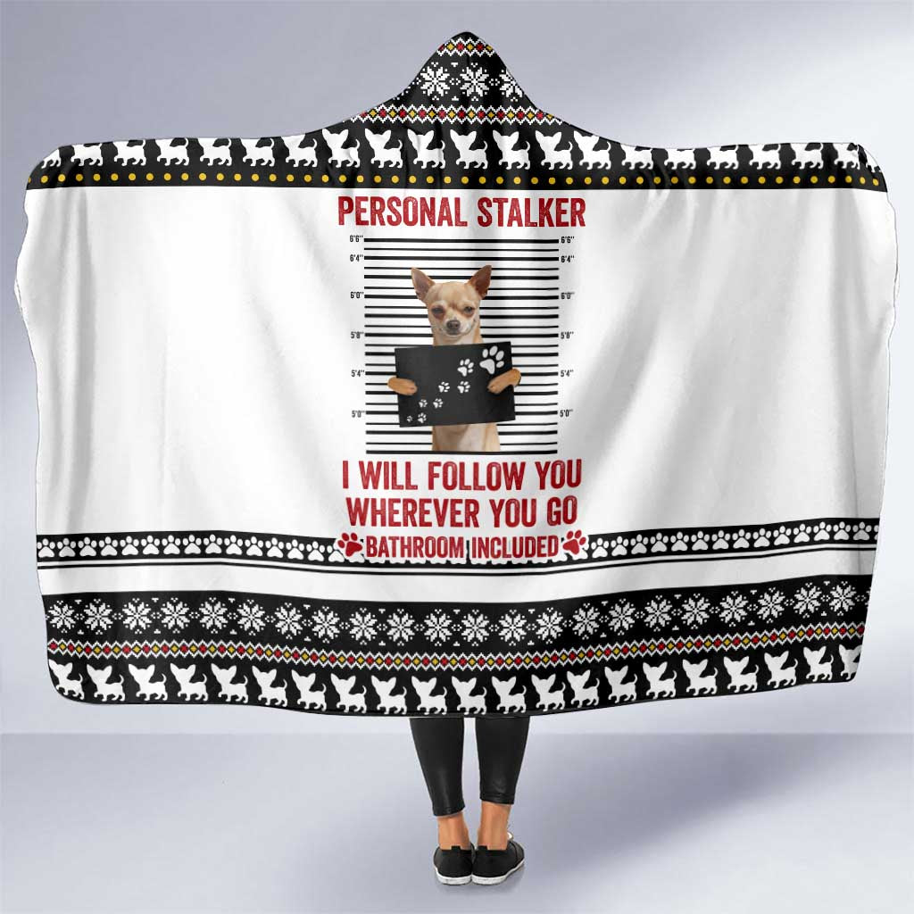 Chihuahua Personal Stalker Christmas Hooded Blanket Xmas Holiday Patterns - Wonder Print Shop