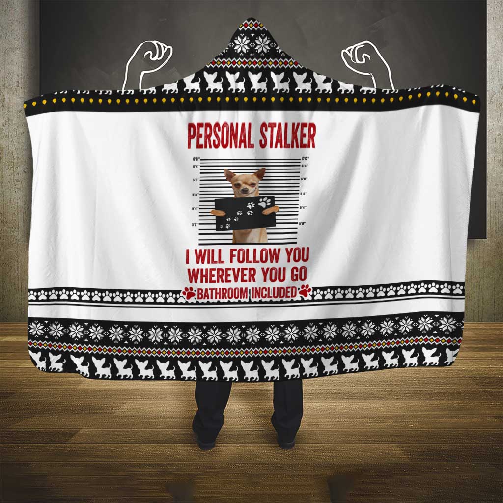 Chihuahua Personal Stalker Christmas Hooded Blanket Xmas Holiday Patterns - Wonder Print Shop