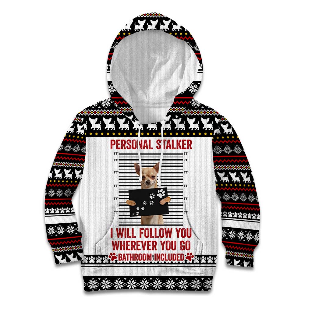 Chihuahua Personal Stalker Christmas Kid Hoodie Xmas Holiday Patterns - Wonder Print Shop