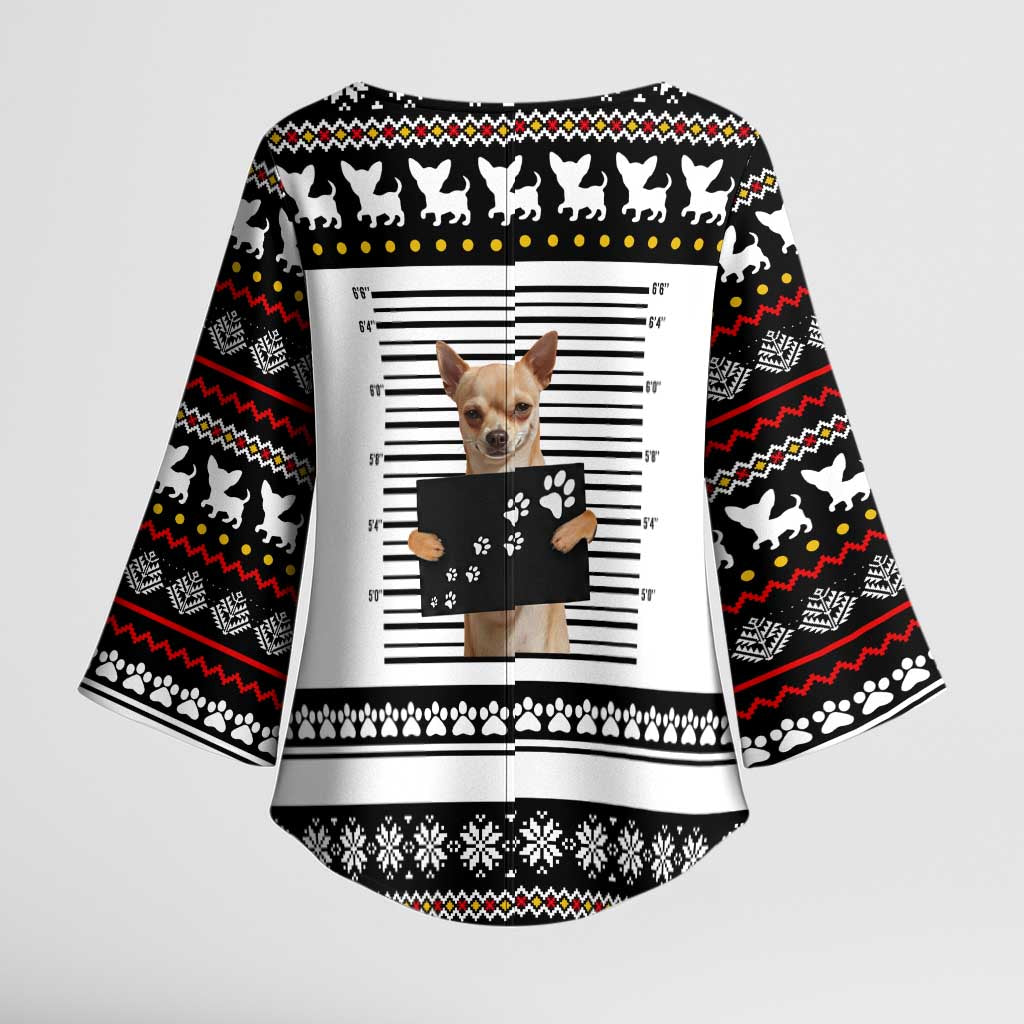 Chihuahua Personal Stalker Christmas Kimono Sleeve Blouse Xmas Holiday Patterns - Wonder Print Shop