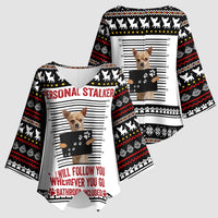 Chihuahua Personal Stalker Christmas Kimono Sleeve Blouse Xmas Holiday Patterns - Wonder Print Shop