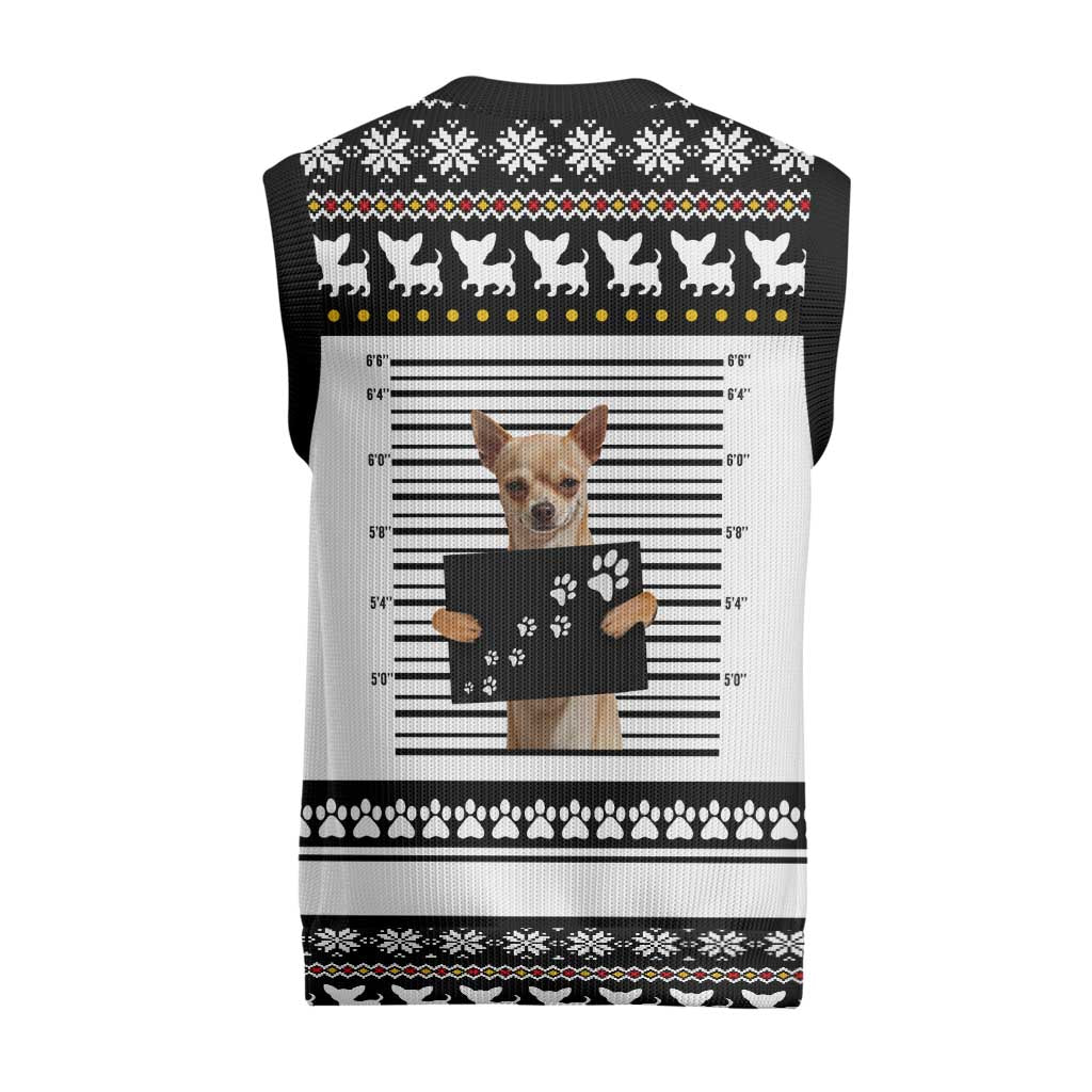 Chihuahua Personal Stalker Christmas Knitted V-Neck Vest Xmas Holiday Patterns - Wonder Print Shop