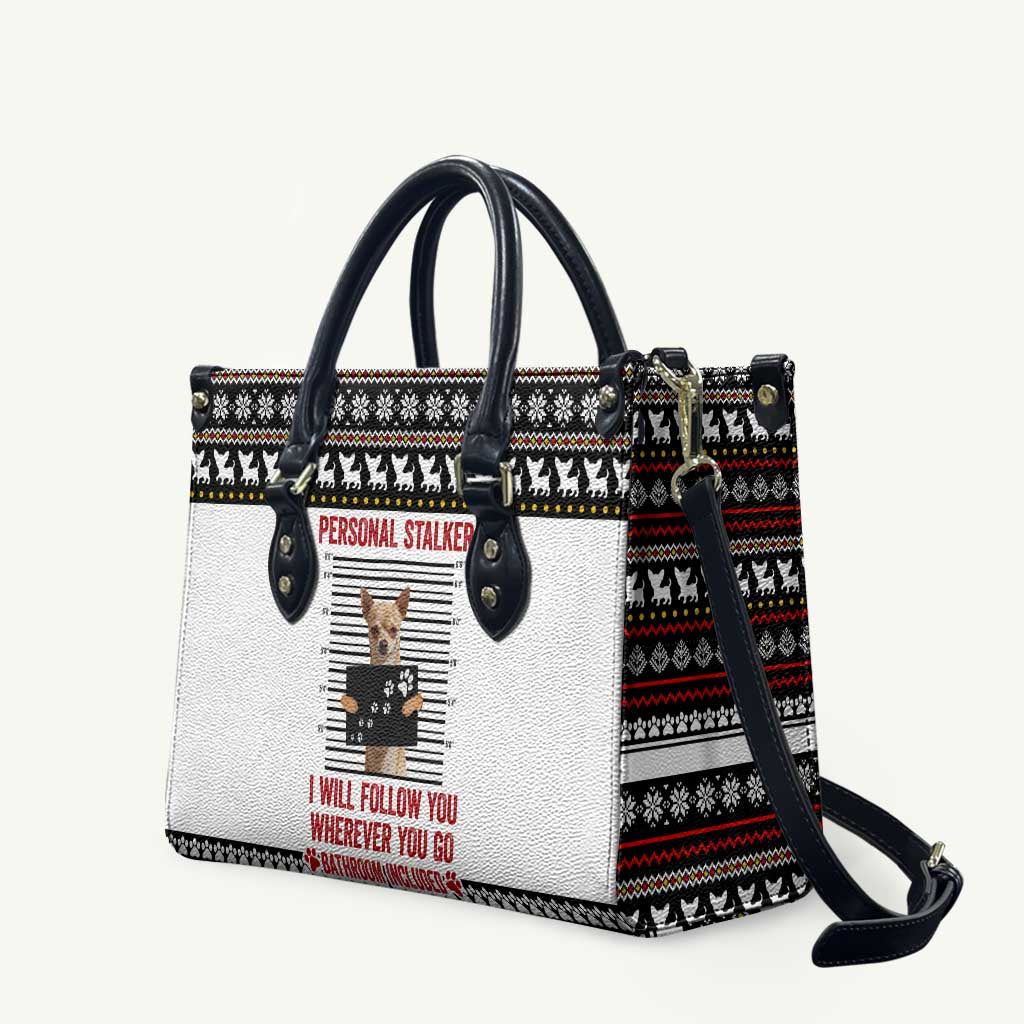Chihuahua Personal Stalker Christmas Leather Bag Xmas Holiday Patterns - Wonder Print Shop
