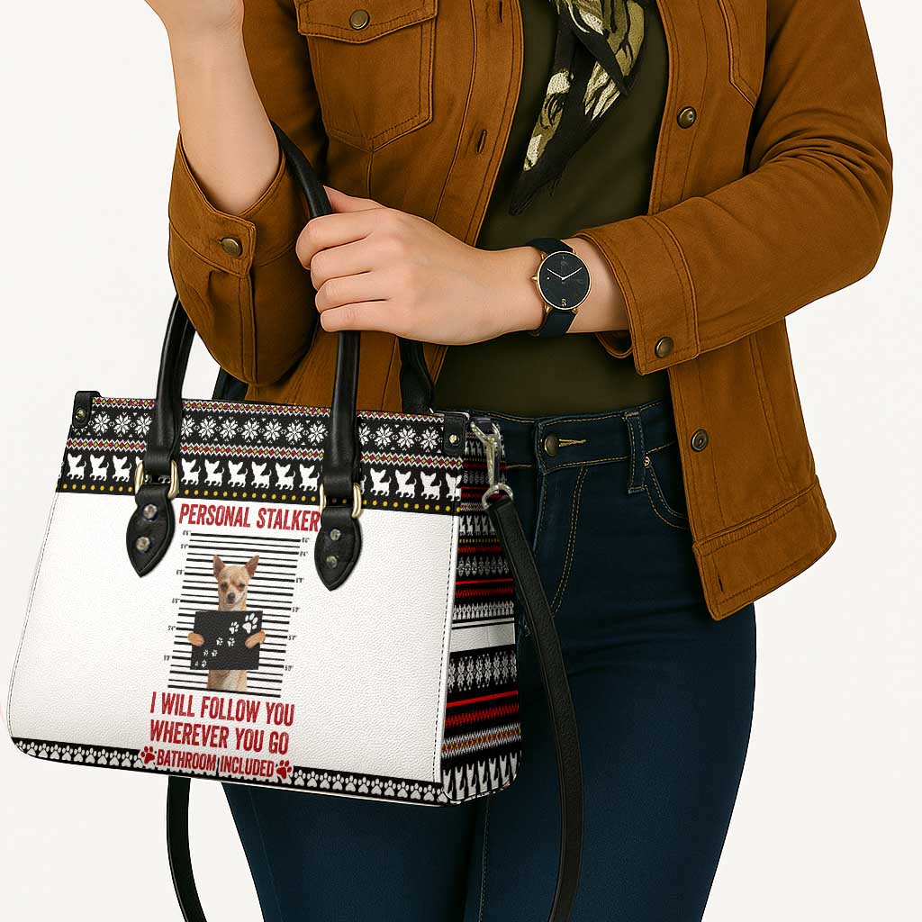 Chihuahua Personal Stalker Christmas Leather Bag Xmas Holiday Patterns - Wonder Print Shop