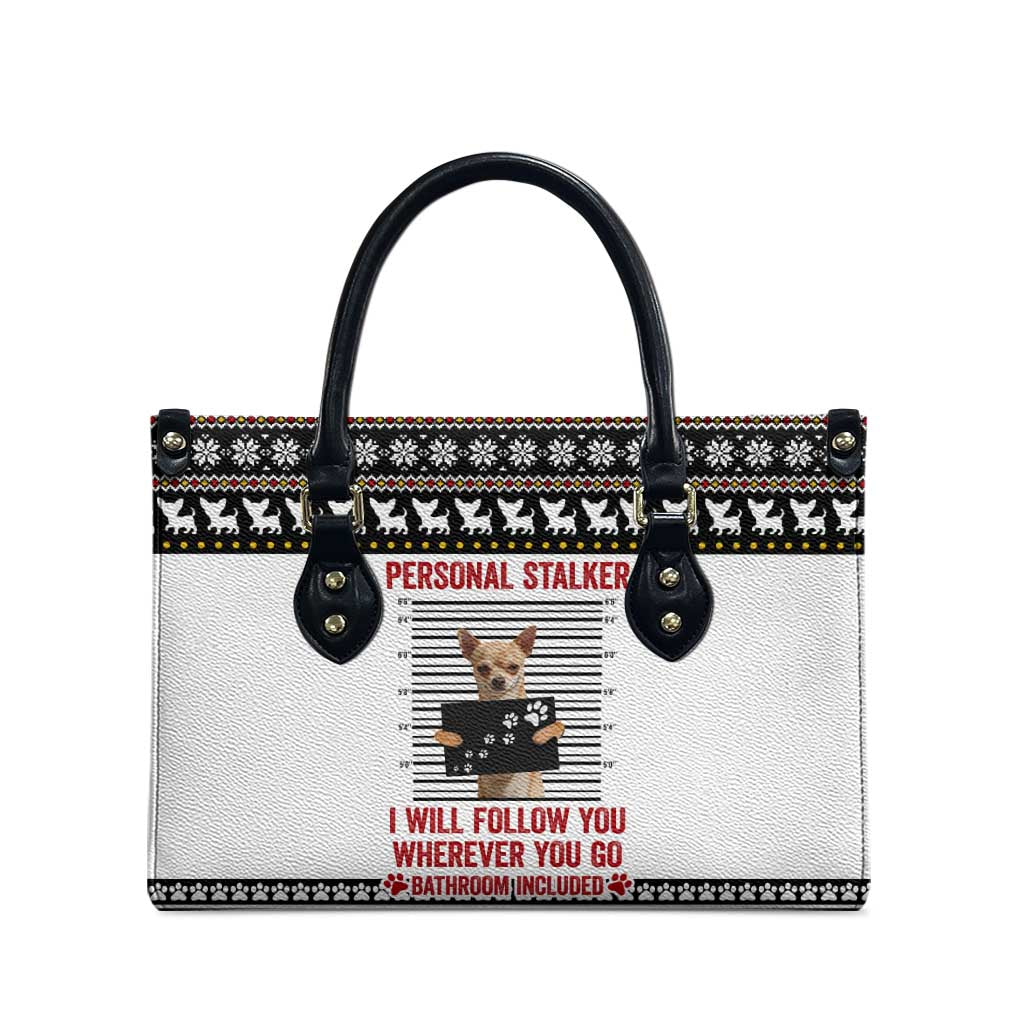 Chihuahua Personal Stalker Christmas Leather Bag Xmas Holiday Patterns - Wonder Print Shop