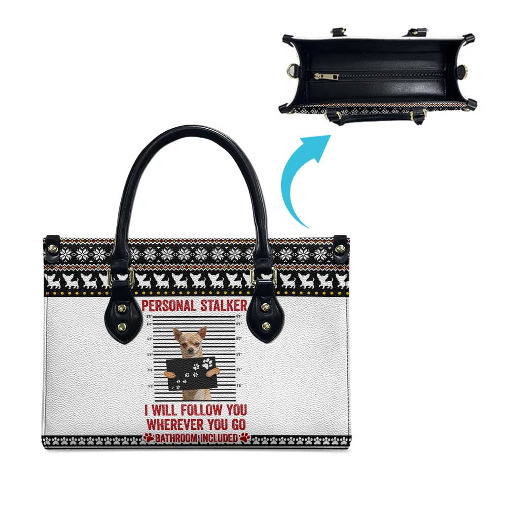 Chihuahua Personal Stalker Christmas Leather Bag Xmas Holiday Patterns - Wonder Print Shop
