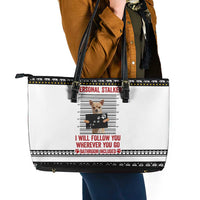 Chihuahua Personal Stalker Christmas Leather Tote Bag Xmas Holiday Patterns - Wonder Print Shop