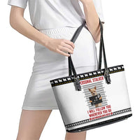 Chihuahua Personal Stalker Christmas Leather Tote Bag Xmas Holiday Patterns - Wonder Print Shop